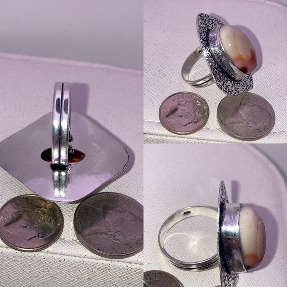 Mookaite Jasper Gemstone Handmade Halo Ring - Picture 3 of 5